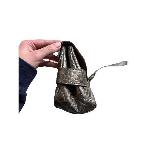 Y2K Grey Snakeskin Shoulder Bag with Silver Hardware Purse - Picture 6 of 8